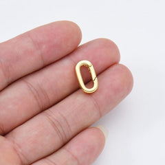 18K Gold Filled Spring Gate Clasp, Gate Clasp, Interlocking Oval Lock Clasp, Push Clasp, Spring Clasp, Spring Gate Pendant, 15x8mm, CL514