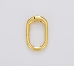 18K Gold Filled Carabiner Spring Push Clasp, Gold Filled Spring Gate Clasp, Interlocking Oval Lock Clasp, Spring Clasp, 19x12mm, CL525