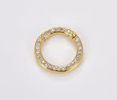 18K Gold Filled Pave Spring Gate Ring, 15mm Push Gate Ring, Charm Holder Clasp for Connector, Wristlet Holder, 1pc, CL531