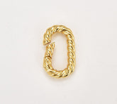 18K Gold Filled Twisted Oval Clasp, Push Gate Clasp, Carabiner Clasp, Oval Shaped Clasps, Interlocking Oval Clasp for Jewelry Making, CL546