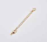 18K Gold Filled Chain Extender for Necklace Bracelet Supply Component Findings, Extension Chain Extenders w/ Clover Charm + Lobster Clasp, 62mm, CL551