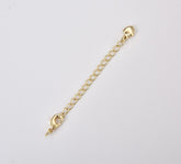 18K Gold Filled Chain Extender for Necklace Bracelet Supply Component Findings, Extension Chain Extenders w/ Heart Charm + Lobster Clasp, 67mm, CL552