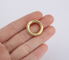 18K Gold Filled Dainty Gold Spring Gate Ring, Pull Gate Ring, Round Circle Ring, Clasp for Charm Holder Connector, CL557