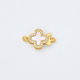 18K Gold Filled Clover Shell Pearl Clasp, Clover Hook Clasp for Necklace Bracelet Jewelry Making Supply, Closure Clasp, End Clasp, 12x17mm, CL563