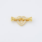 18K Gold Filled Heart Shell Pearl Buckle Clasp, Heart Clasp with 2 Clips, Interlocking Clasp for Necklace Bracelet Jewelry Making Supply, CL568