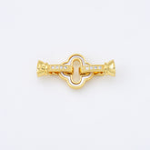 18K Gold Filled Clover Shell Pearl Buckle Clasp, Clover Clasp with 2 Clips, Interlocking Clasp for Necklace Bracelet Jewelry Making Supply CL569