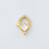 18K Gold Filled Diamond Shaped Lobster Clasp, Lobster Claw Shell Pearl Clasp CZ Micro Pave for Necklace Bracelet Jewelry Making Supply, CL579