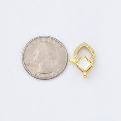 18K Gold Filled Diamond Shaped Lobster Clasp, Lobster Claw Shell Pearl Clasp CZ Micro Pave for Necklace Bracelet Jewelry Making Supply, CL579