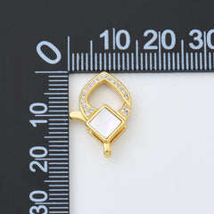 18K Gold Filled Diamond Shaped Lobster Clasp, Lobster Claw Shell Pearl Clasp CZ Micro Pave for Necklace Bracelet Jewelry Making Supply, CL579