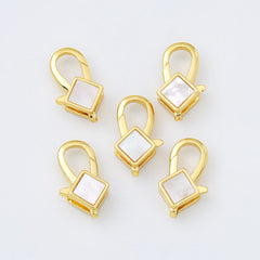 18K Gold Filled Diamond Shaped Lobster Clasp, Lobster Claw Shell Pearl Clasp for Necklace Bracelet Jewelry Making Supply, CL580