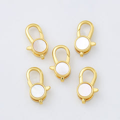 18K Gold Filled Round Buckle Lobster Clasp, Lobster Claw Shell Pearl Clasp for Necklace Bracelet Jewelry Making Supply, CL582