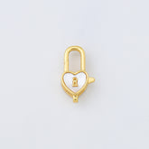 18K Gold Filled Love Lock Lobster Clasp, Heart Lock Shaped Lobster Claw Shell Pearl Clasp for Necklace Bracelet Jewelry Making Supply, CL584