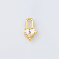 18K Gold Filled Love Lock Lobster Clasp, Heart Lock Shaped Lobster Claw Shell Pearl Clasp for Necklace Bracelet Jewelry Making Supply, CL584