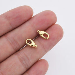 18K Gold Filled Gold and Silver Lobster Claw Clasp Closure Findings Supply for Necklace Bracelet Jewelry Making, 10x4mm, CL606