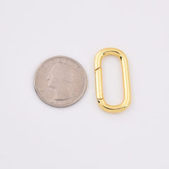 18K Gold Filled Dainty Oval Spring Gate Clasp, Oval Push Clasp Multi Charm Holder for Jewelry Making Supply, CL607