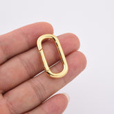18K Gold Filled Dainty Oval Spring Gate Clasp, Oval Push Clasp Multi Charm Holder for Jewelry Making Supply, CL607