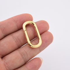 18K Gold Filled Dainty Oval Spring Gate Clasp, Oval Push Clasp Multi Charm Holder for Jewelry Making Supply, CL607