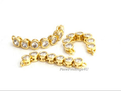 22K Gold Filled CZ Bracelet Link, Micro Pave CZ Bracelet Connector, Cubic Zirconia, Curved Bracelet Connector, 31X4MM | CN006