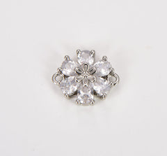 18K Gold Filled Floral Connector, Micro Pave CZ Floral Design Connector, Pave CZ connector, Pave link, 14x17mm| CN007