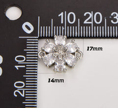 18K Gold Filled Floral Connector, Micro Pave CZ Floral Design Connector, Pave CZ connector, Pave link, 14x17mm| CN007