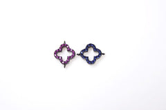 14K Gold Filled Micro Pave Quatrefoil Clover Charm, Micro Pave Clover Connector, Clover Pendant, Quatrefoil, DIY, Jewelry Making, 16x12mm, CN010