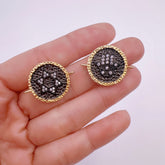 18K Gold Filled Hamsa Hand Connector, Star of David, CZ Micro Pave 2 tone Black & Gold Hamsa Hand Link Connector Hand Jewelry, 20x23mm, CN023