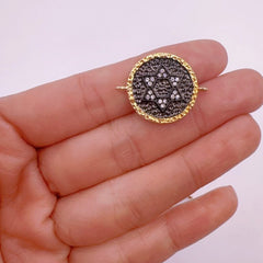 18K Gold Filled Hamsa Hand Connector, Star of David, CZ Micro Pave 2 tone Black & Gold Hamsa Hand Link Connector Hand Jewelry, 20x23mm, CN023