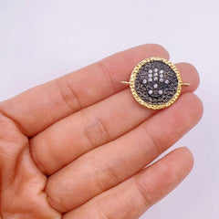 18K Gold Filled Hamsa Hand Connector, Star of David, CZ Micro Pave 2 tone Black & Gold Hamsa Hand Link Connector Hand Jewelry, 20x23mm, CN023