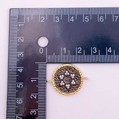 18K Gold Filled Hamsa Hand Connector, Star of David, CZ Micro Pave 2 tone Black & Gold Hamsa Hand Link Connector Hand Jewelry, 20x23mm, CN023