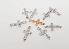14K Gold Filled Cross Connector, CZ Micro Pave Small Cross Charms, Tiny Cross Necklace, Mens Cross Necklace, DIY, Jewelry Making, 19x9mm, CN034