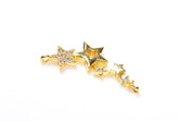 18K Gold Filled Pave Star Connector, Tiny Star Charm, Star Findings, Silver Star Bead, CZ Pave Pendant, Shooting Star, 22X9mm, CN048