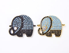 18K Gold Filled Turquoise CZ Elephant Charm Pendant, CZ Elephant Connector, CZ Micro Pave Elephant Connector, Enamel pendant, 22x17mm| CN058