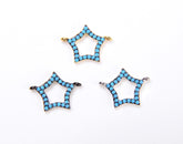 14K Gold Filled Micro Pave CZ Star Connector, Pave Star, Star Stud Earrings, Star studs, Diamond Star, Pave Finding, 13x10mm, CN062