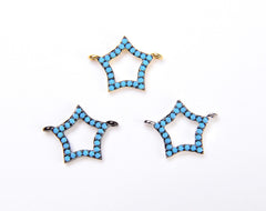 14K Gold Filled Micro Pave CZ Star Connector, Pave Star, Star Stud Earrings, Star studs, Diamond Star, Pave Finding, 13x10mm, CN062