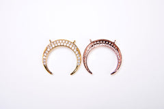 22K Gold Filled CZ Micro Pave Crescent Moon Charm Pendant, Gold/Silver/Black/Rose Gold, Cubic Zirconia Jewelry Findings, Moon Charm, CN069