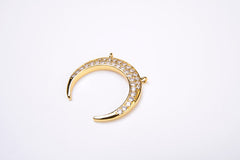 22K Gold Filled CZ Micro Pave Crescent Moon Charm Pendant, Gold/Silver/Black/Rose Gold, Cubic Zirconia Jewelry Findings, Moon Charm, CN069