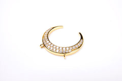 22K Gold Filled CZ Micro Pave Crescent Moon Charm Pendant, Gold/Silver/Black/Rose Gold, Cubic Zirconia Jewelry Findings, Moon Charm, CN069