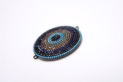 Large Evil Eye Connector Pendant, CZ Micro Pave Evil Eye Connector, Turquoise CZ Evil Eye Charm, Cubic Zirconia , 41x36mm, CN070