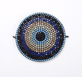 Large Evil Eye Connector Pendant, CZ Micro Pave Evil Eye Connector, Turquoise CZ Evil Eye Charm, Cubic Zirconia , 41x36mm, CN070
