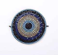 Large Evil Eye Connector Pendant, CZ Micro Pave Evil Eye Connector, Turquoise CZ Evil Eye Charm, Cubic Zirconia , 41x36mm, CN070