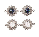 Rose Gold Connector, Rose Connector, Aquamarine Pendant, Floral Shape, Blue Opal Pendant, Freeform Pendant, Three Flower, Clover Pendant 22X17MM, CN080