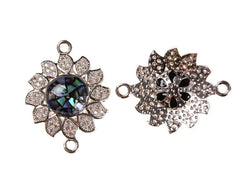 Rose Gold Connector, Rose Connector, Aquamarine Pendant, Floral Shape, Blue Opal Pendant, Freeform Pendant, Three Flower, Clover Pendant 22X17MM, CN080