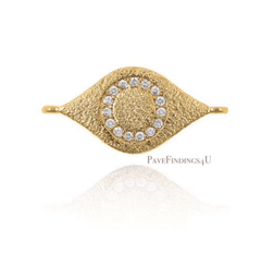 24K Gold Filled Evil Eye Link Charm, CZ Micro Pave Evil Eye Link Connector, Black/Gold/ Silver CZ Evil Eye Connector, 22x11mm| CN098