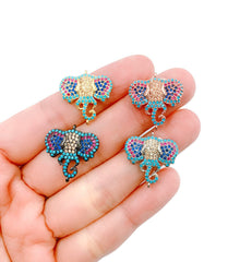 22K Gold Filled CZ Micro Pave Elephant Head Connector Elephant Necklace Jewelry Wholesale Elephant Head Cubic Zirconia 20x20mm CN106