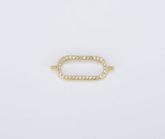 18K Gold Filled Oval Charm Connector, CZ Micro Pave Oval Connector for Necklace Bracelet Jewelry Making Supply, 24x20mm, CN121