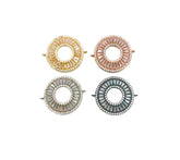 14K Gold Filled Circle Charm Bracelet CZ Connector, Cubic Zirconia Pave, Circle Connector, Micro Pave Circle Pendant, 25x20mm, CN132