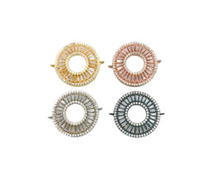 14K Gold Filled Circle Charm Bracelet CZ Connector, Cubic Zirconia Pave, Circle Connector, Micro Pave Circle Pendant, 25x20mm, CN132