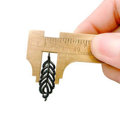 Black Feather Charm Bracelet CZ Connector, Cubic Zirconia Pave, Feather Connector, CZ Pave bead, Micro Pave Pendant, 29x9mm, CN145