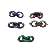 14K Gold Filled Colored CZ 3 Rings Oval Chain Connector, Interconnected Colored CZ Micro Pave Connector, Cubic Zirconia, 37x13mm, CN149
