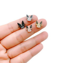 14K Gold Filled French Bull Dog CZ Connector Link , Micro pave CZ link, Dog charm, Dog Connector, 9x9mm, CN164